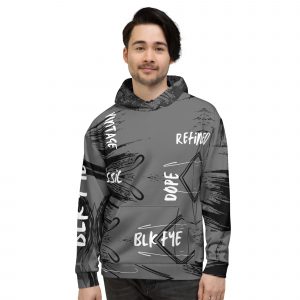 Urban gray Unisex Hoodie with unique brush stroke design, All over print