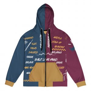 Urban maroon Unisex zip hoodie Grind and Hustle design unique pattern