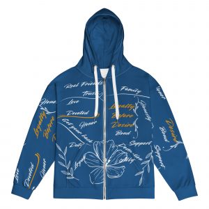 Blue urban Unisex zip hoodie Loyalty before desire, All over print