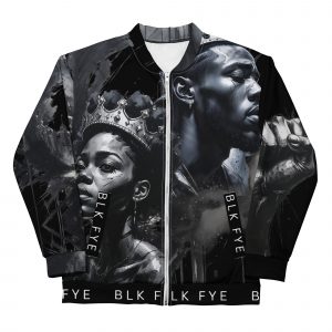 Let them see your vibe with this King and queen all over print Unisex Bomber Jacket, By BLK FYE