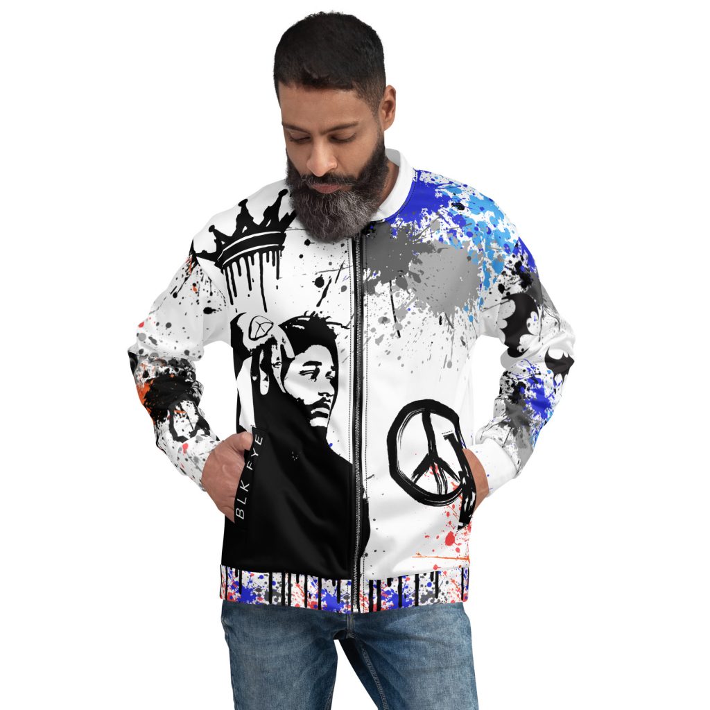 All over print Unisex Bomber Jacket with graffiti and in memory of picture