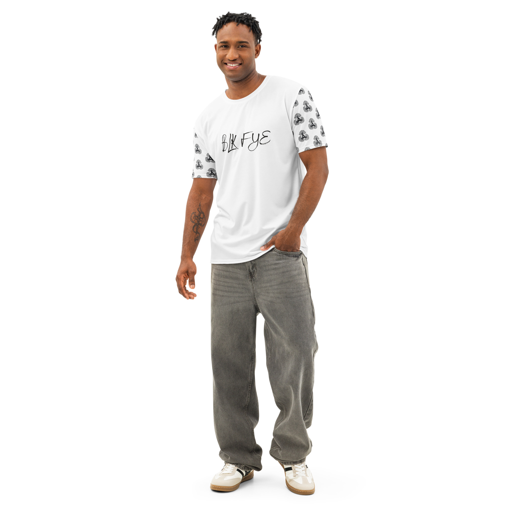 BLK FYE Men’s cotton crew neck t-shirt Geometric Tree Design - Image 3
