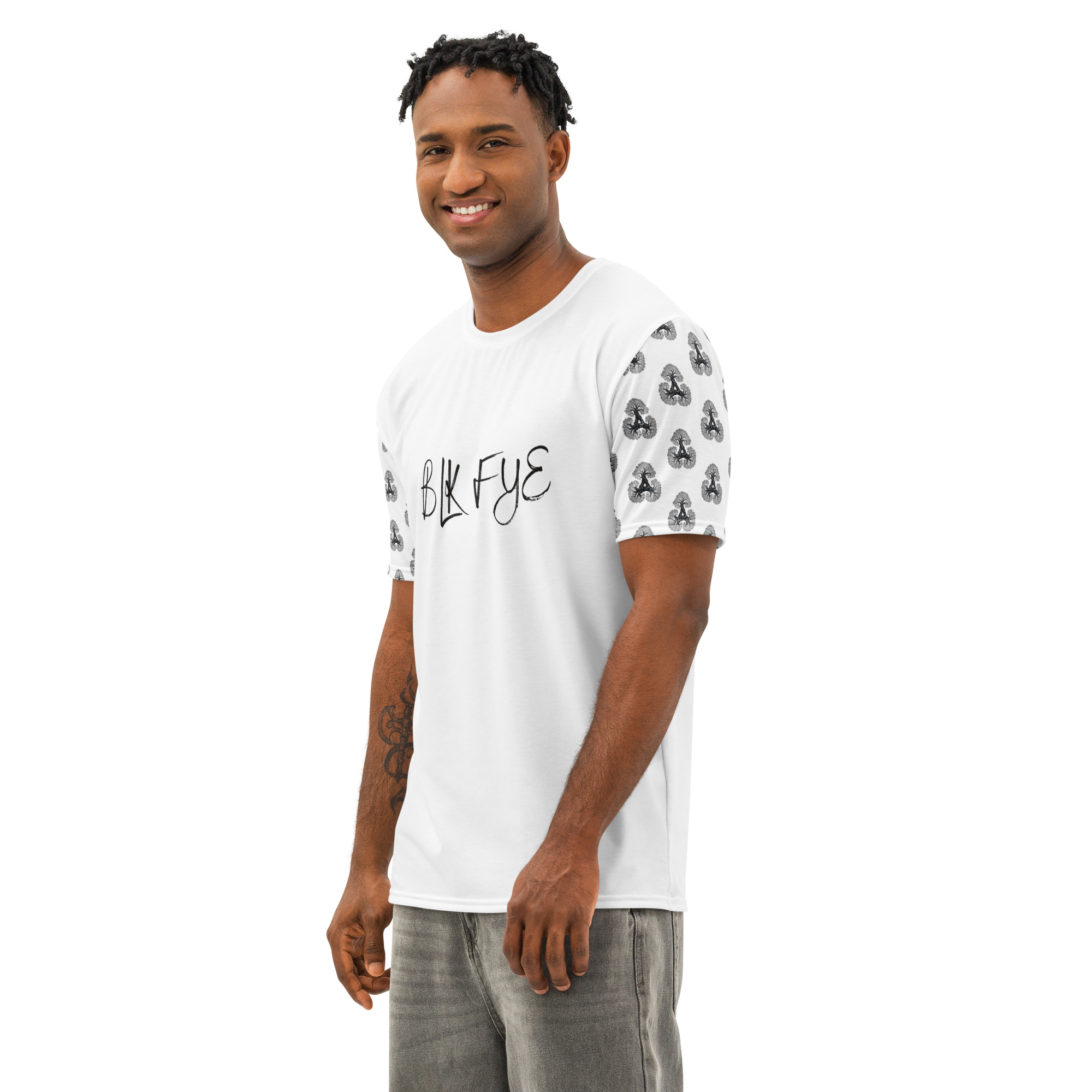 BLK FYE Men’s cotton crew neck t-shirt Geometric Tree Design - Image 6