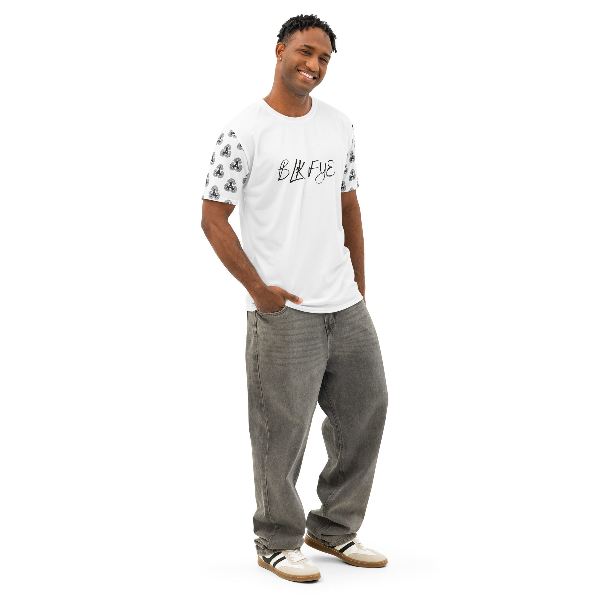 BLK FYE Men’s cotton crew neck t-shirt Geometric Tree Design - Image 4